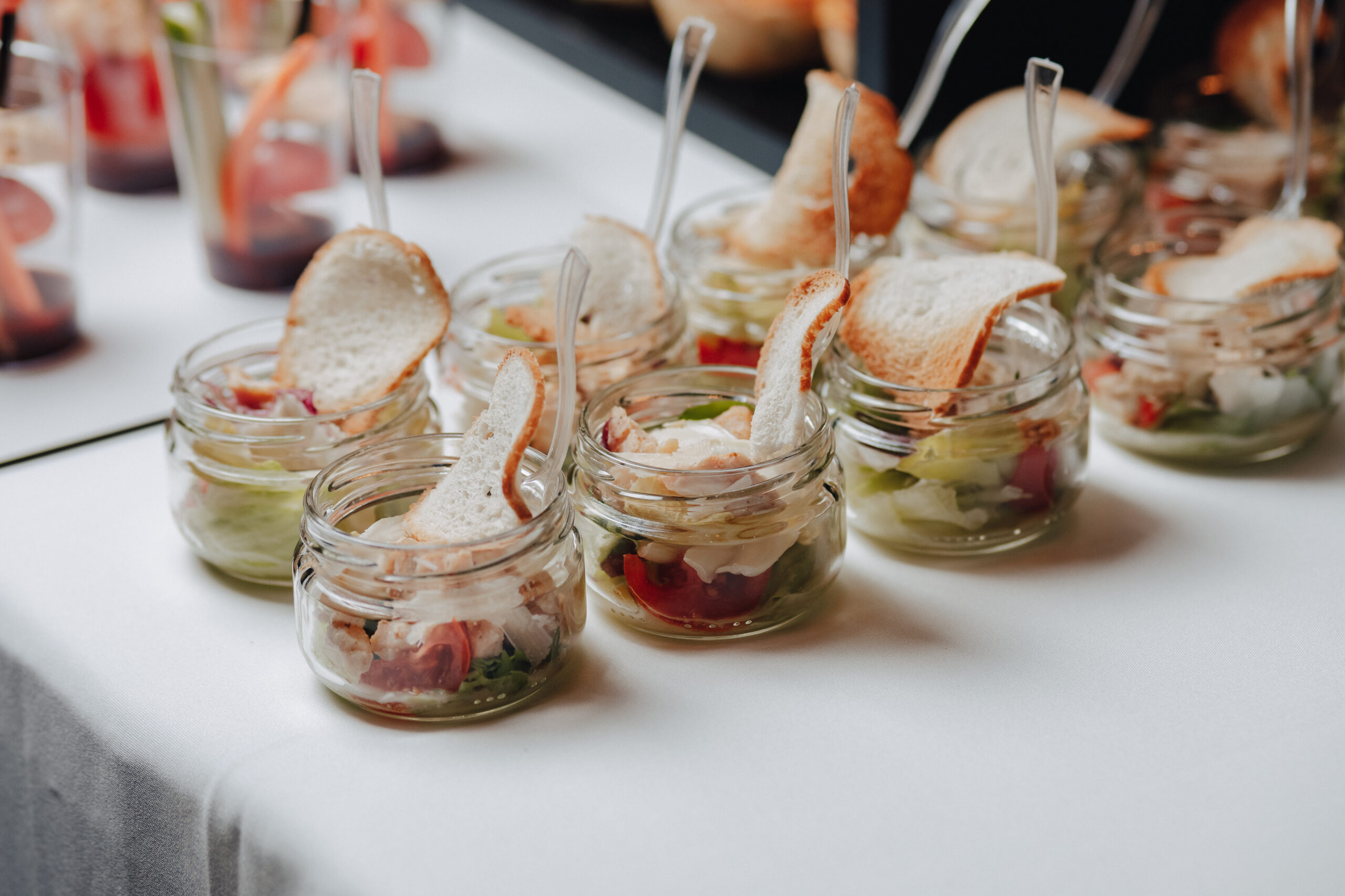 delicious festive buffet with canapés and different delicious meals salted and sweet